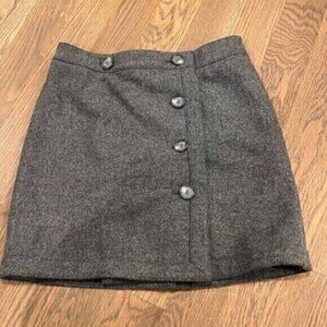 Ann Taylor LOFT Wool Blend Gray Wrap Skirt w/ Side Button Detail SIZE 4